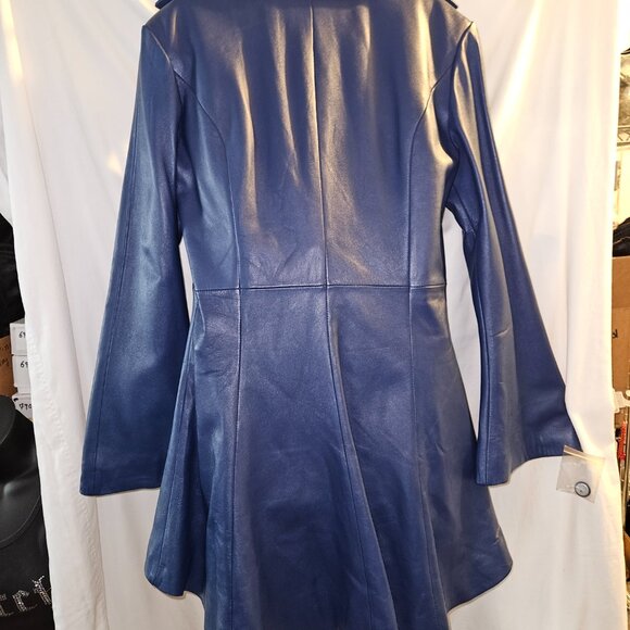 NEW L BLUE LAMBSKIN LEATHER DEAD STOCK COAT - Picture 2 of 15